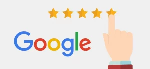 Drawing of a hand putting 1 5 star review on google